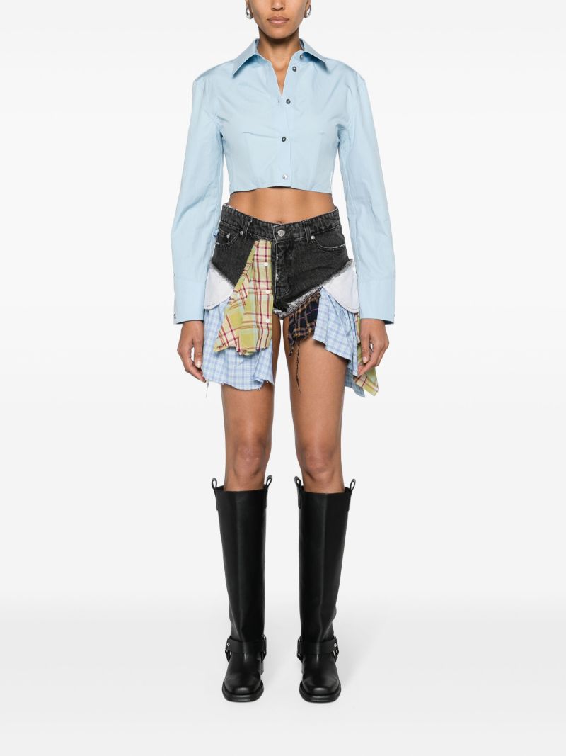Multicolour Patchwork Deconstructed Denim Shorts