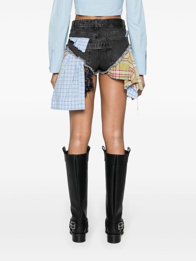Multicolour Patchwork Deconstructed Denim Shorts