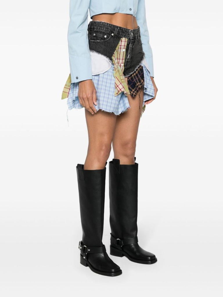 Multicolour Patchwork Deconstructed Denim Shorts