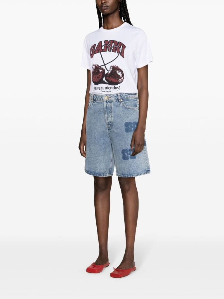 Blue Logo-print Denim Shorts
