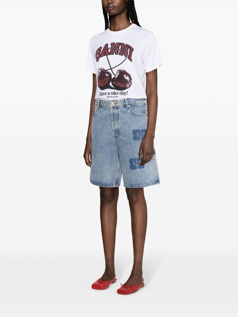 Blue Logo-print Denim Shorts