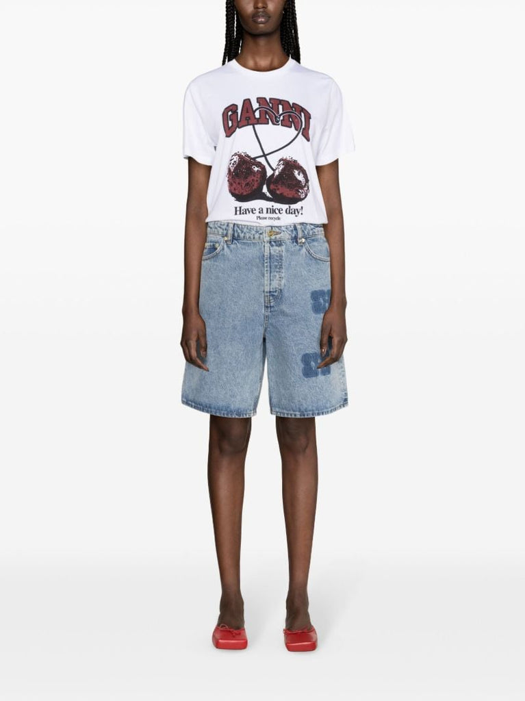 Blue Logo-print Denim Shorts