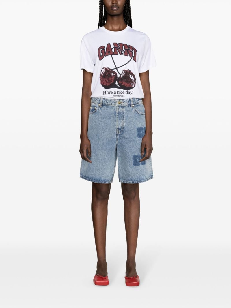 Blue Logo-print Denim Shorts