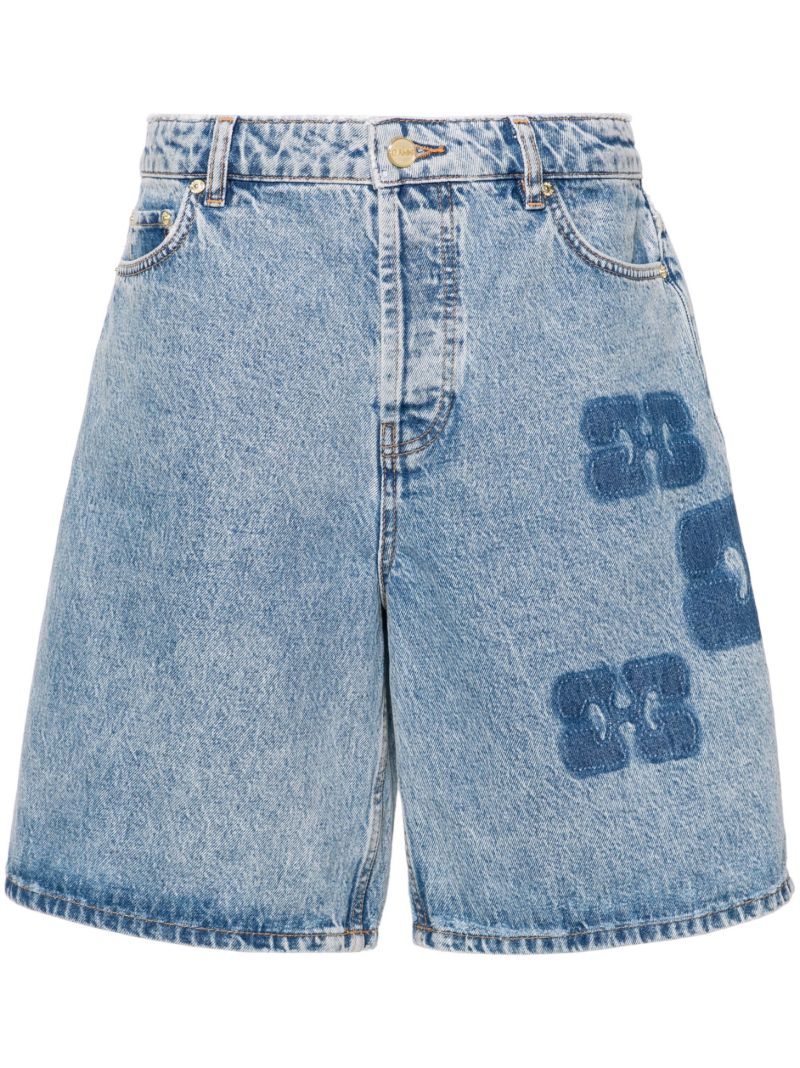 Blue Logo-print Denim Shorts