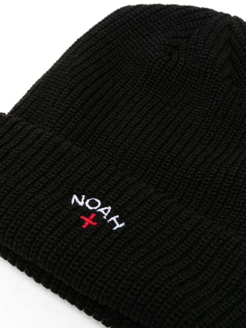 Black Core Ribbed Knit Beanie