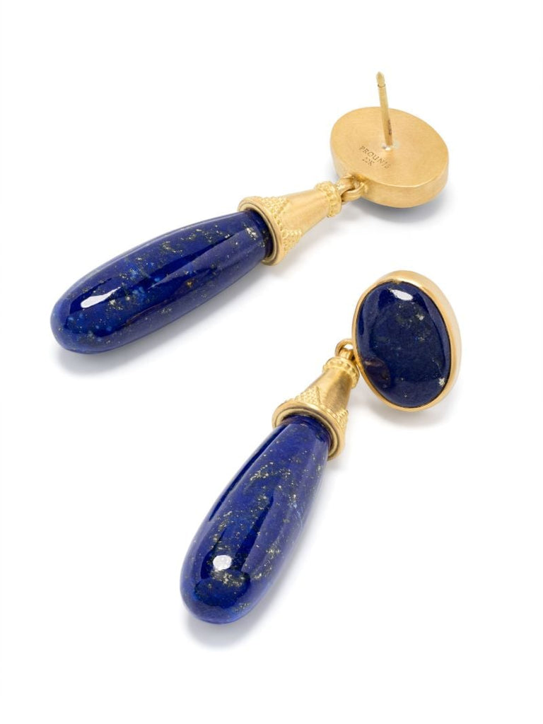 22k Yellow Gold Amphora Lapis Lazuli Earrings