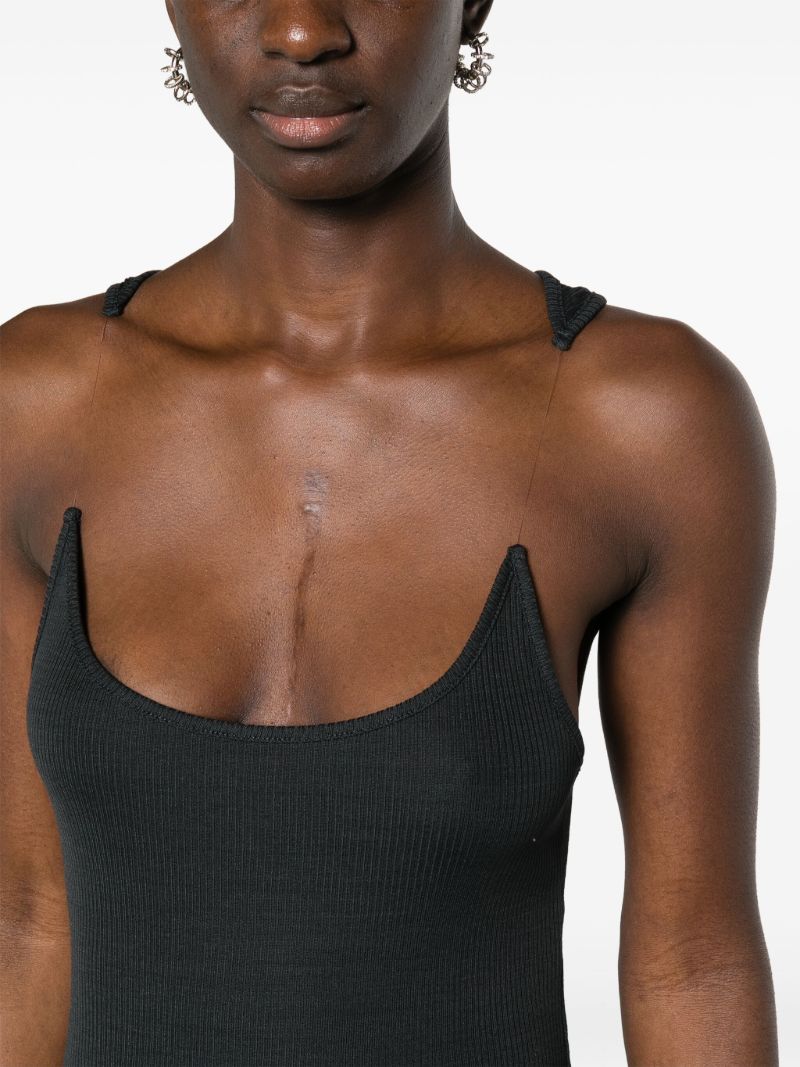 Black Invisible Strap Ribbed Tank Top