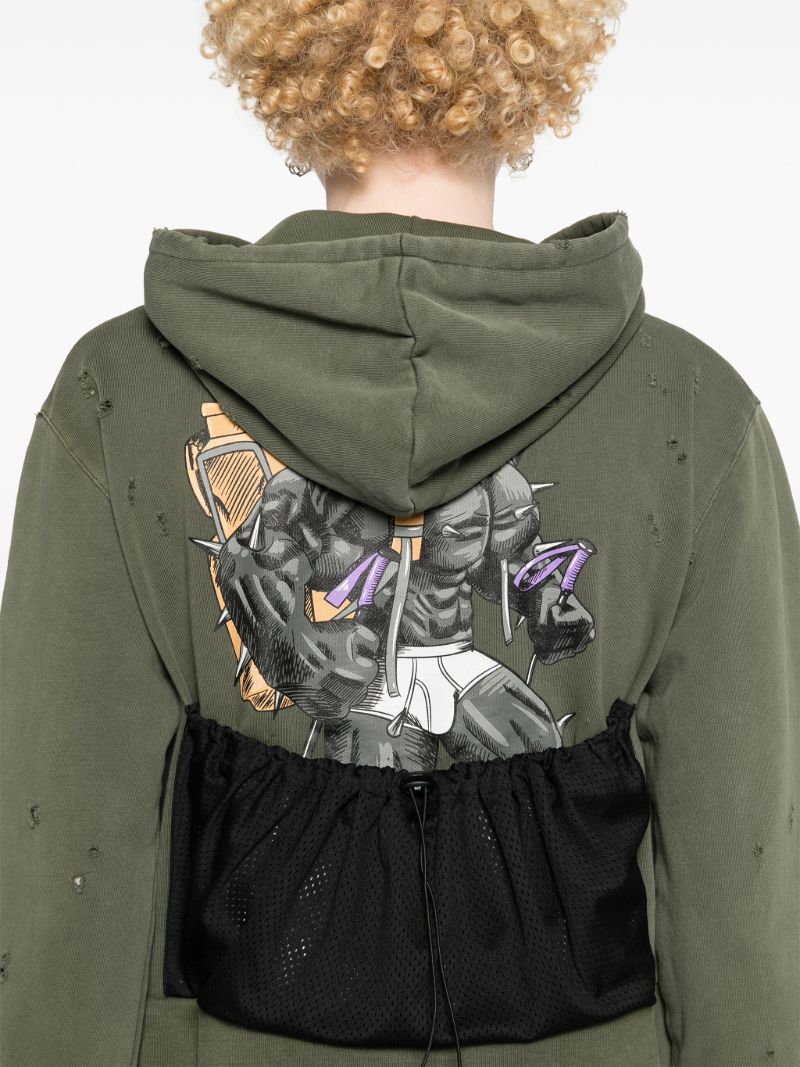 Green Cotton Zip-up Hoodie