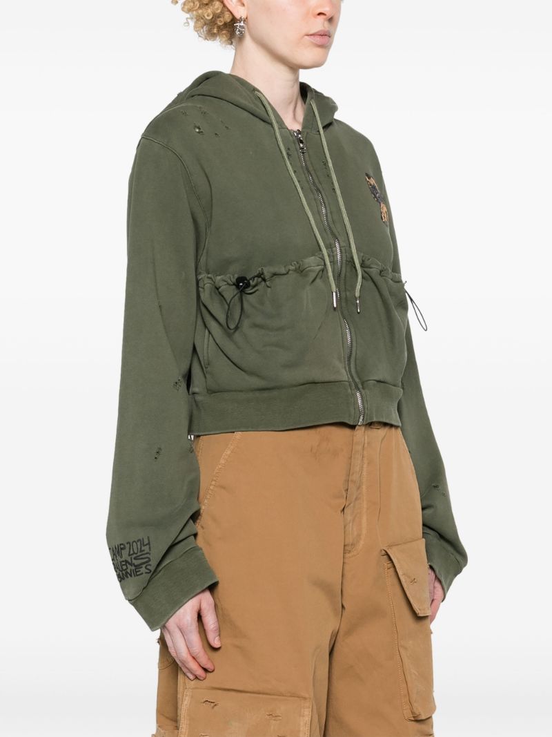 Green Cotton Zip-up Hoodie