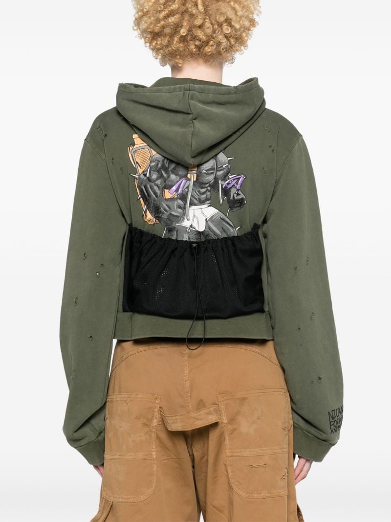 Green Cotton Zip-up Hoodie