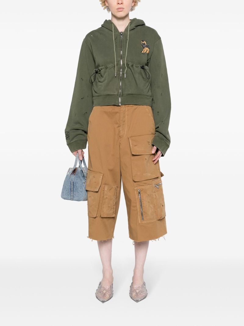 Green Cotton Zip-up Hoodie