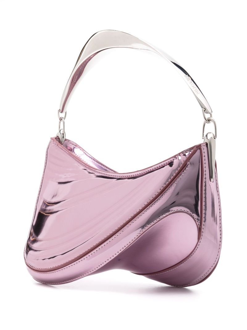 Pink Spiral Curve 01 Leather Shoulder Bag
