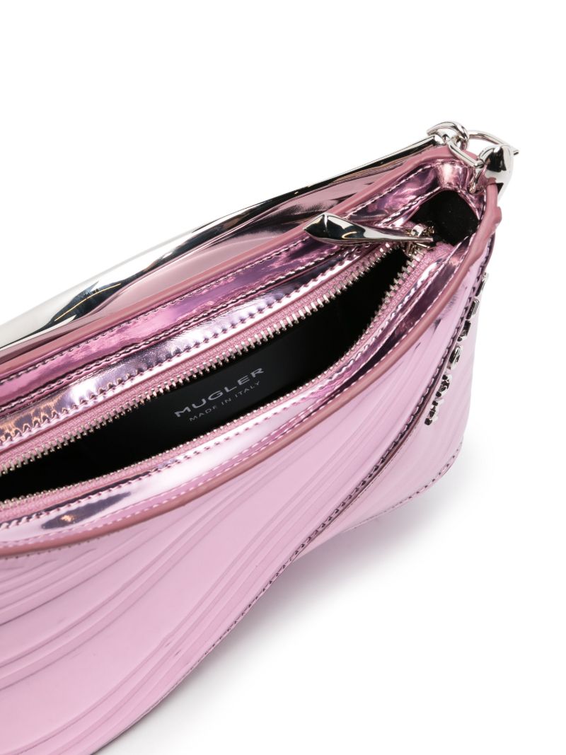 Pink Spiral Curve 01 Leather Shoulder Bag