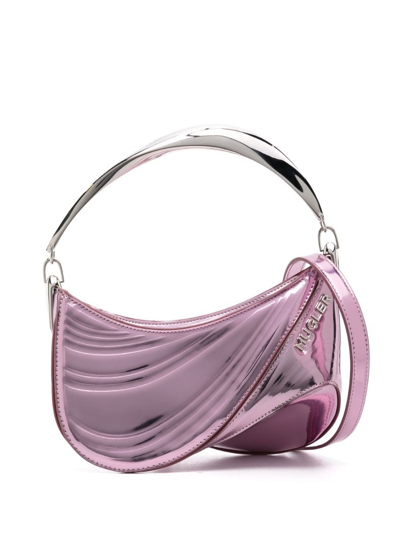 Pink Spiral Curve 01 Leather Shoulder Bag