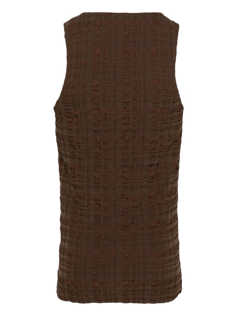 Brown Seersucker Tank Top