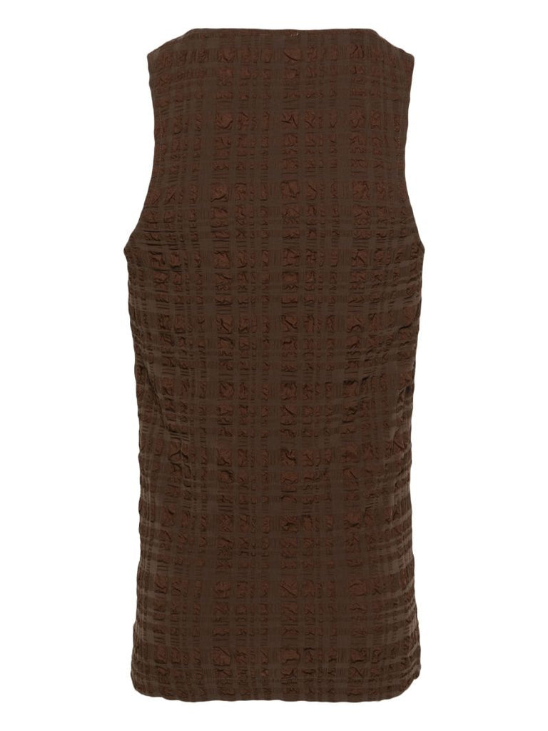 Brown Seersucker Tank Top