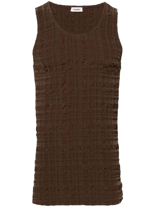 Brown Seersucker Tank Top