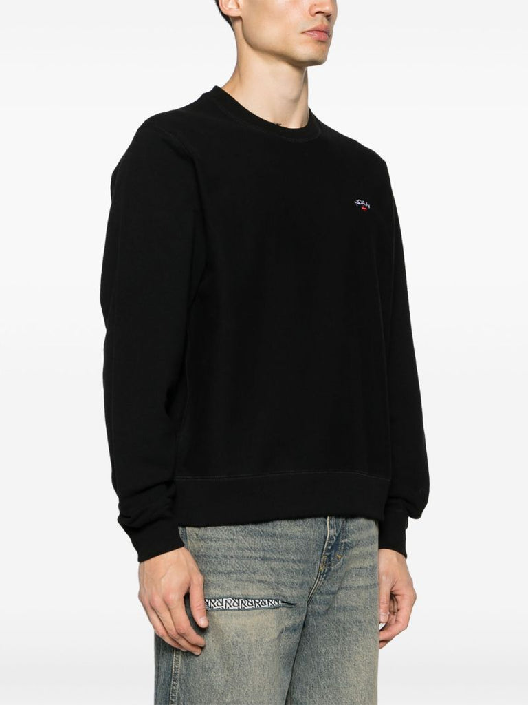 Black Logo-embroidery Cotton Sweatshirt