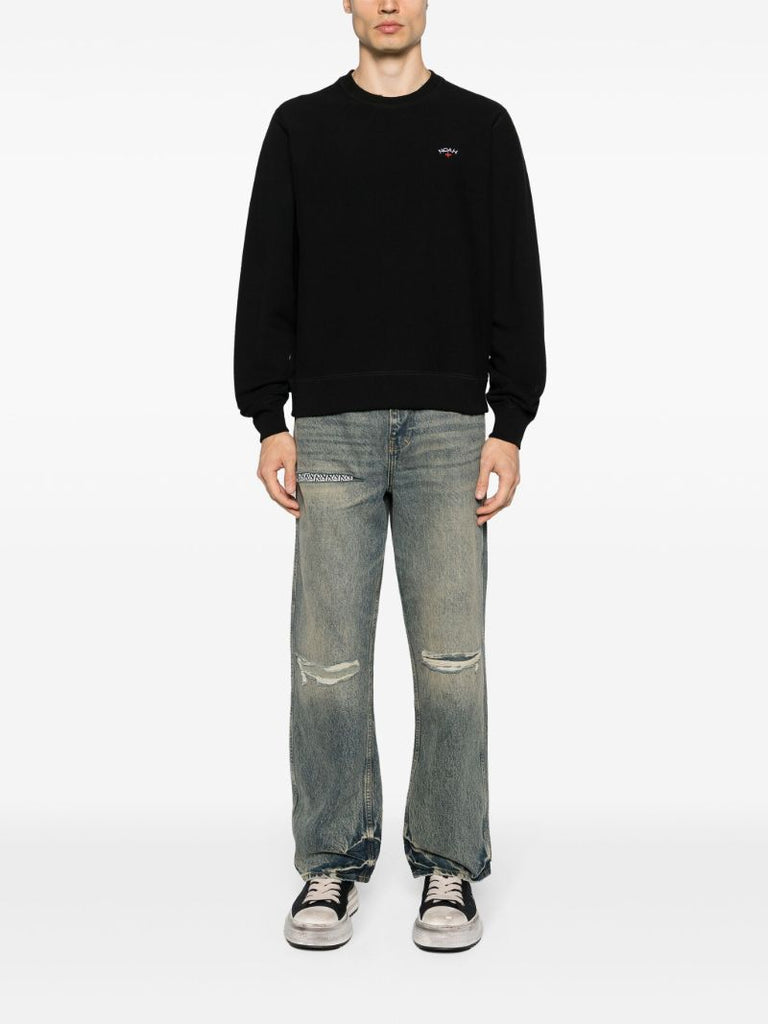 Black Logo-embroidery Cotton Sweatshirt