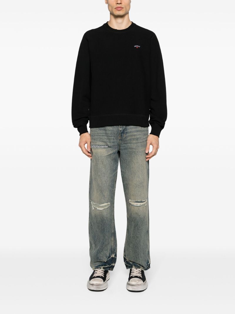 Black Logo-embroidery Cotton Sweatshirt