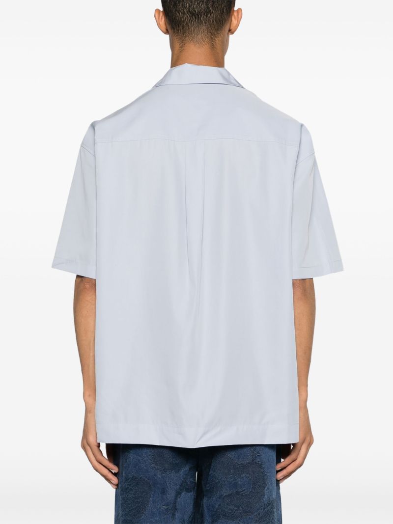 Blue Phoenix-embroidered Cotton Shirt