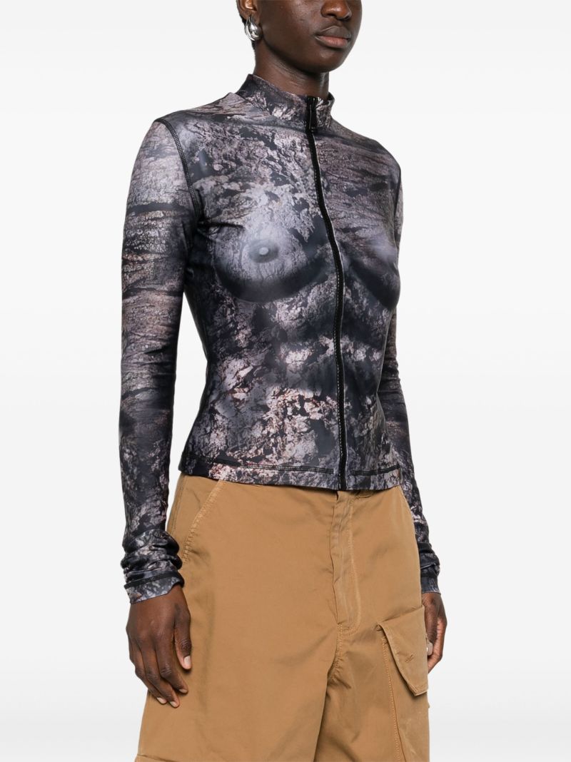 Brown Trompe L'oeil-print Top