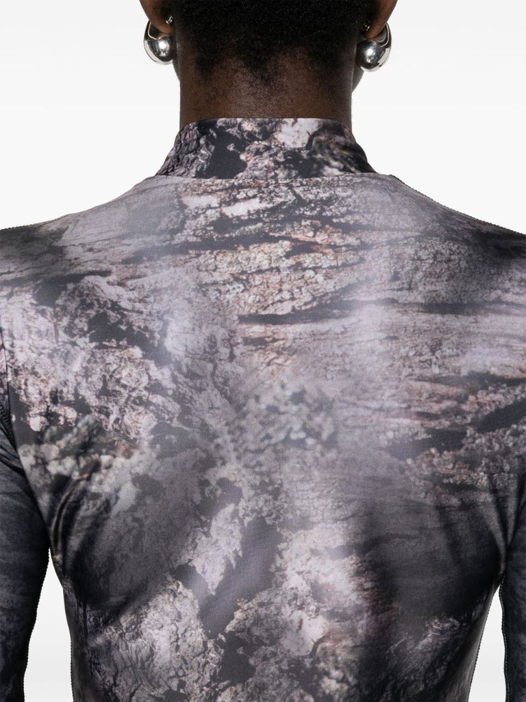 Brown Trompe L'oeil-print Top