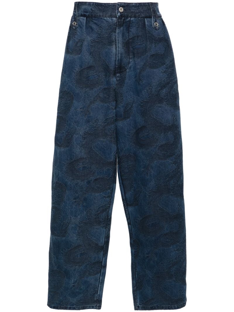 Blue Dragon-jacquard Straight-leg Jeans