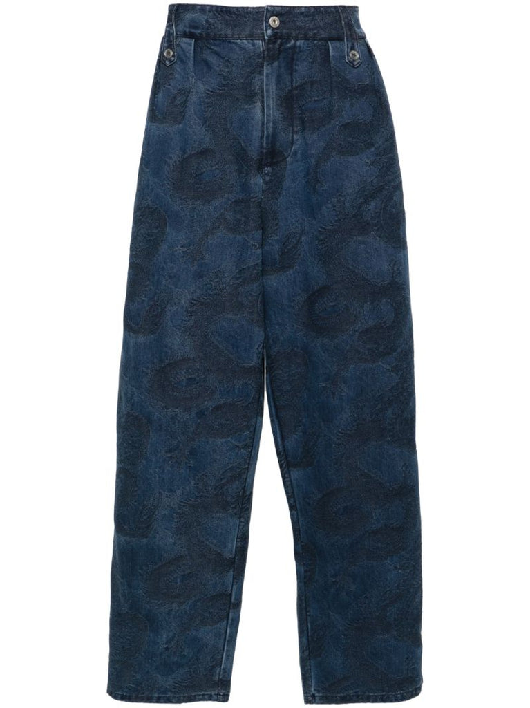Blue Dragon-jacquard Straight-leg Jeans