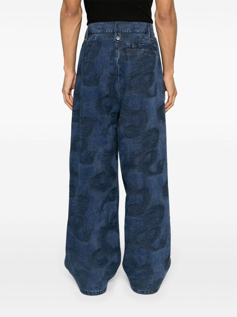 Blue Dragon-jacquard Straight-leg Jeans