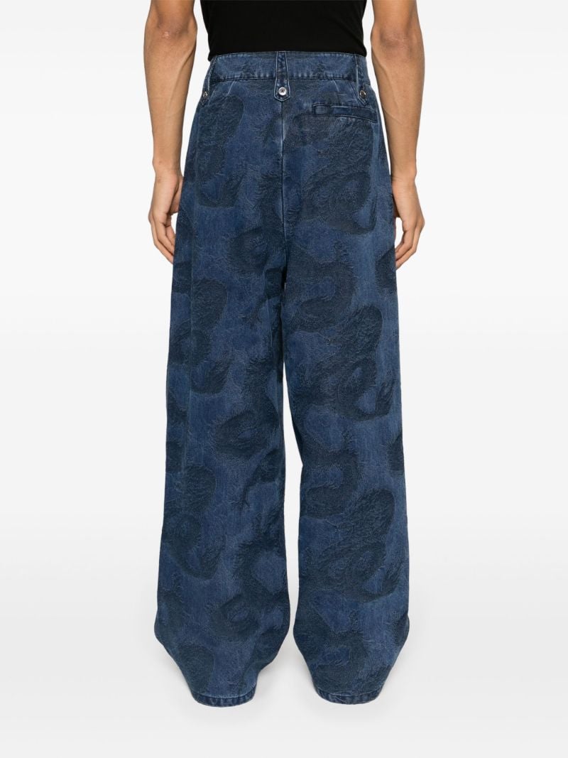 Blue Dragon-jacquard Straight-leg Jeans