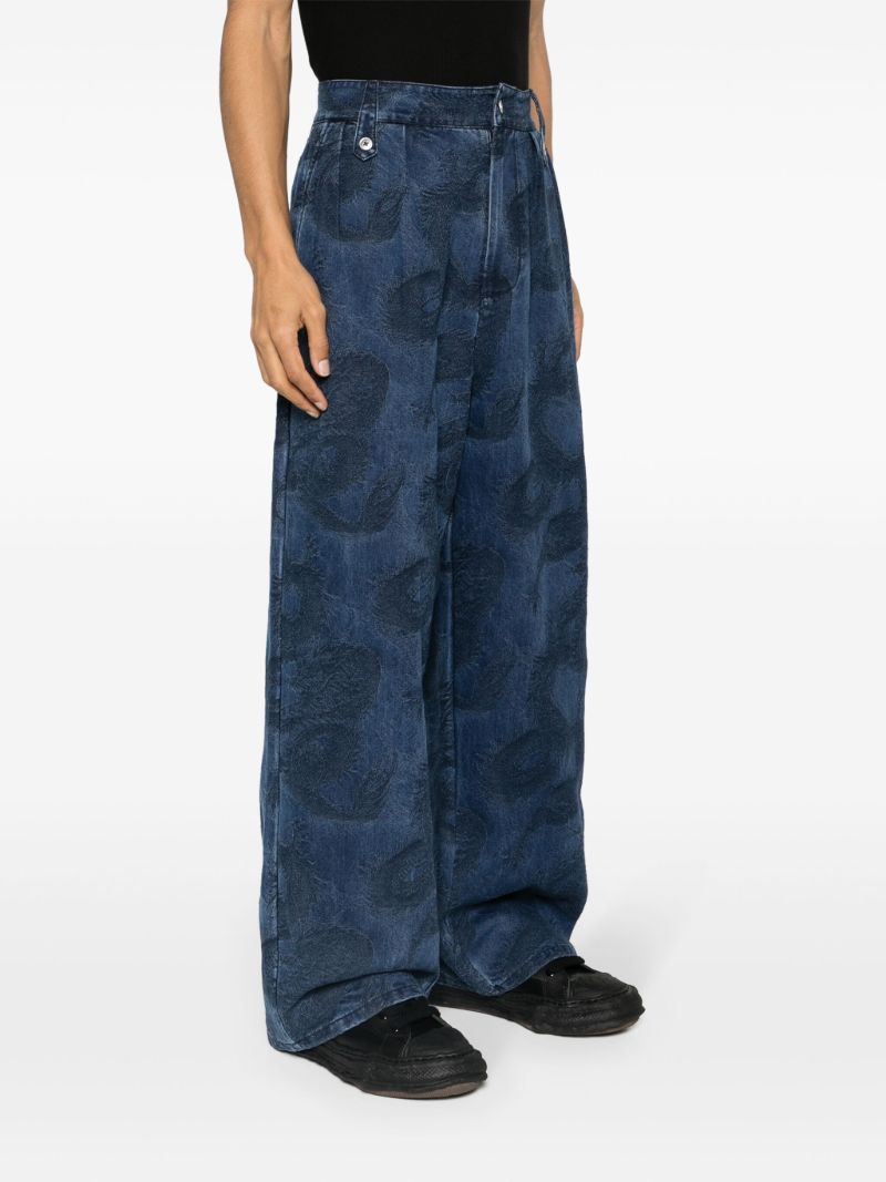 Blue Dragon-jacquard Straight-leg Jeans