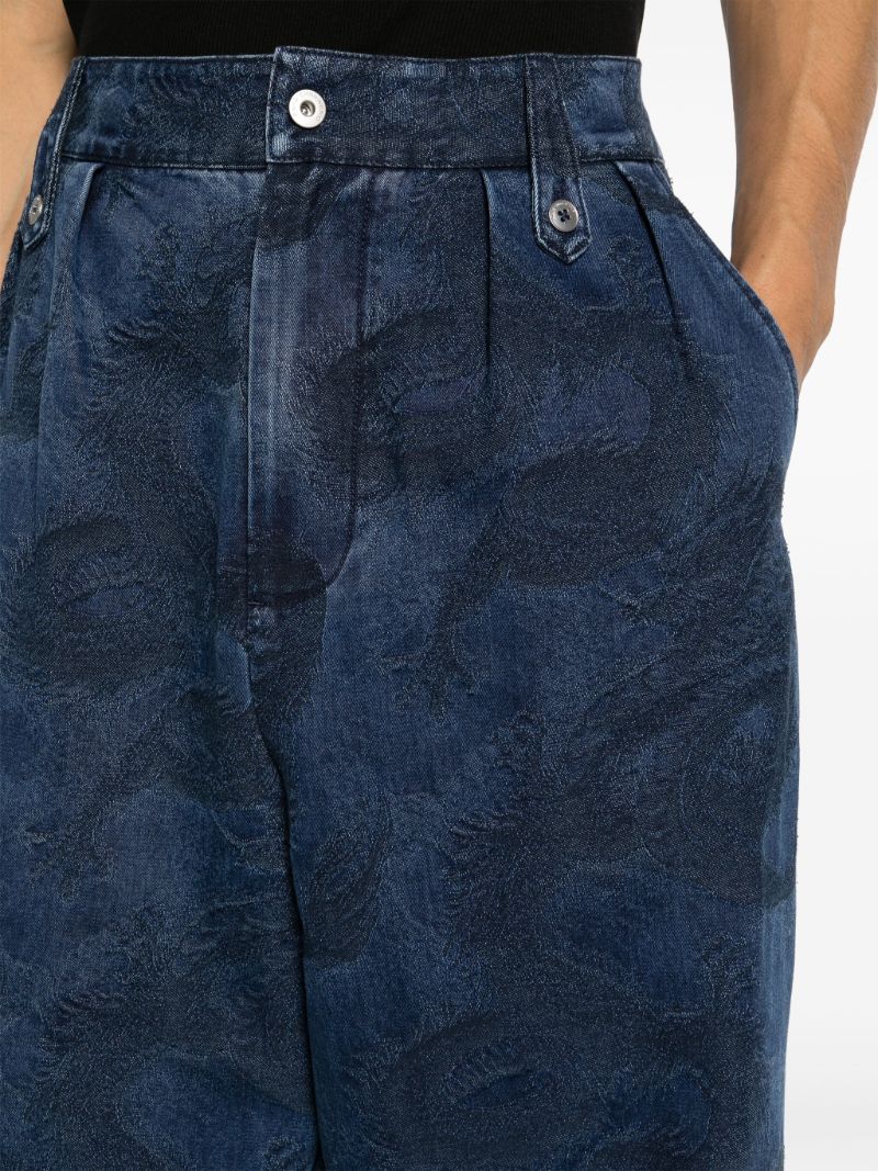 Blue Dragon-jacquard Straight-leg Jeans