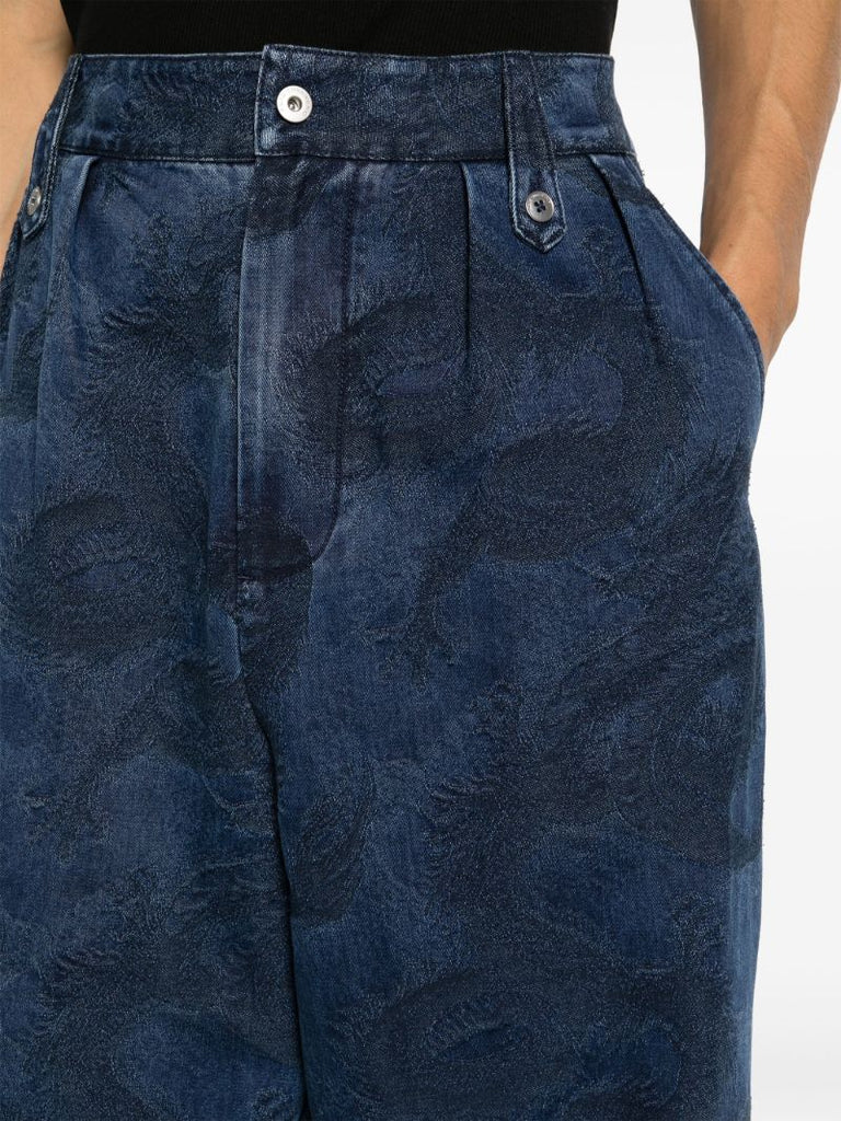 Blue Dragon-jacquard Straight-leg Jeans