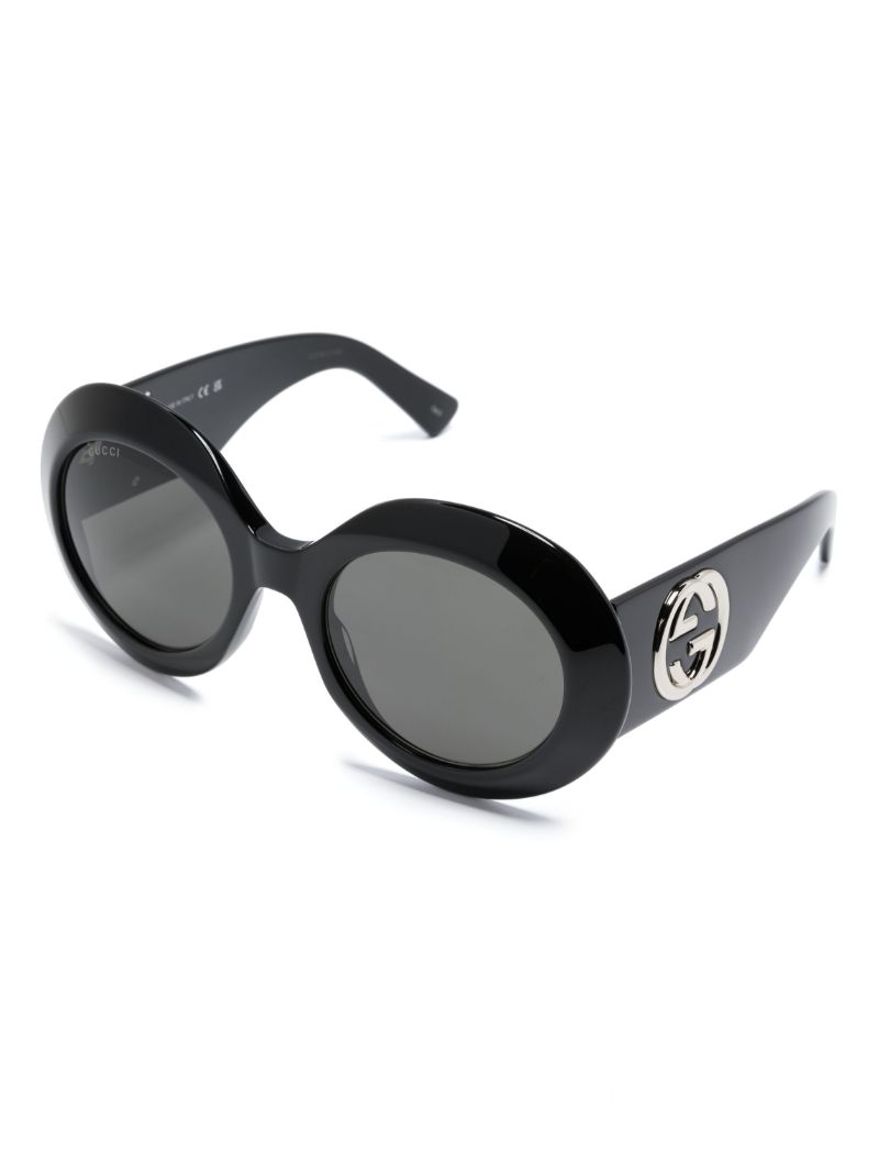 Black Interlocking G Round-frame Sunglasses
