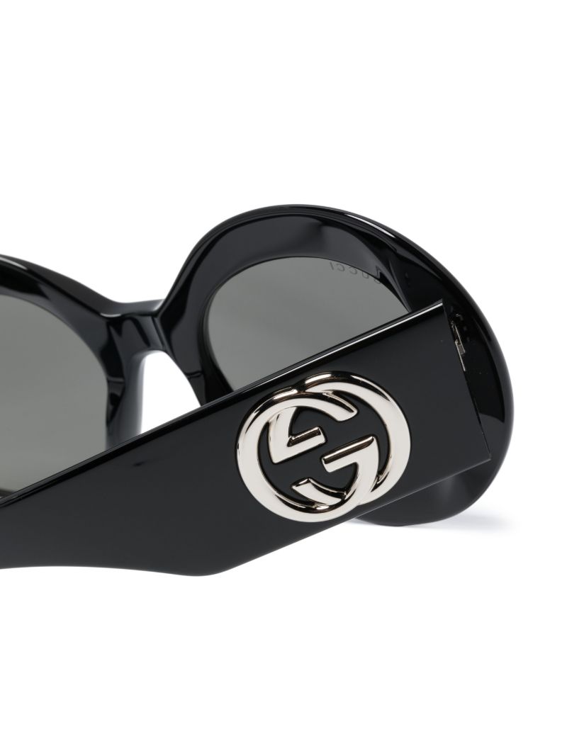 Black Interlocking G Round-frame Sunglasses