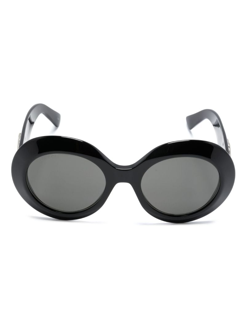 Black Interlocking G Round-frame Sunglasses