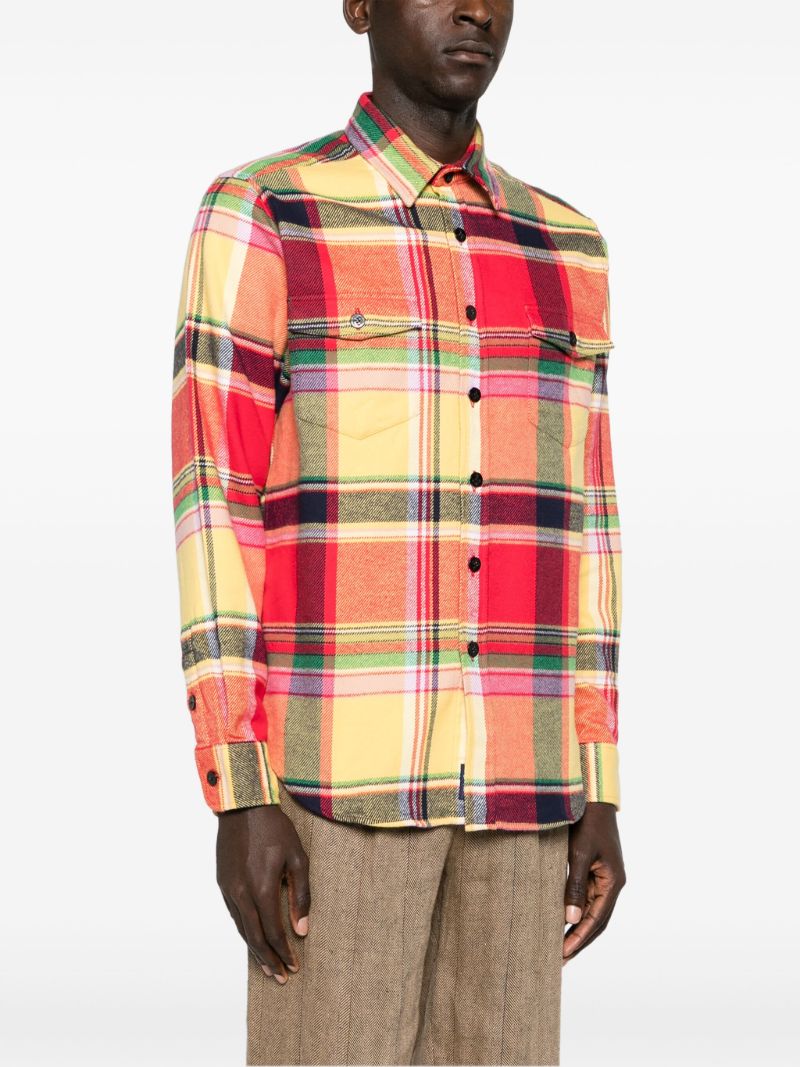 Yellow Plaid-check Flannel Shirt