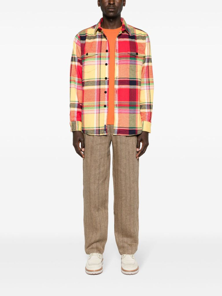 Yellow Plaid-check Flannel Shirt