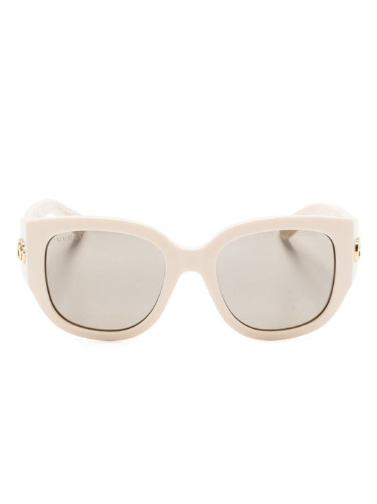 Neutral Double G Square-frame Sunglasses