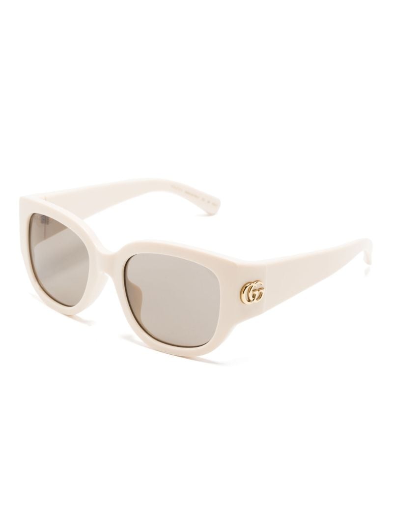 Neutral Double G Square-frame Sunglasses