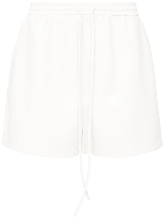 White Faux-leather Drawstring Shorts