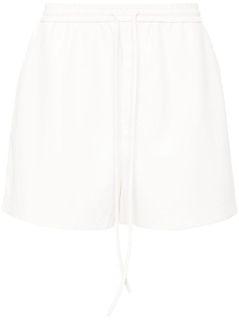 White Faux-leather Drawstring Shorts