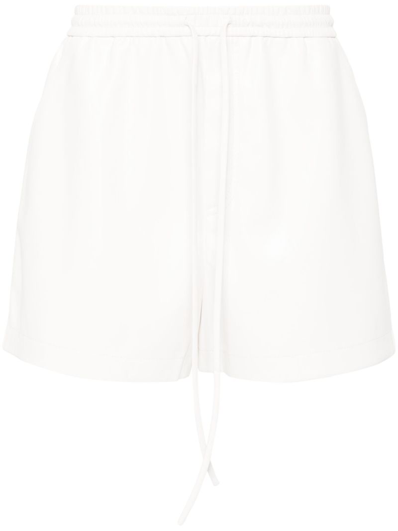 White Faux-leather Drawstring Shorts