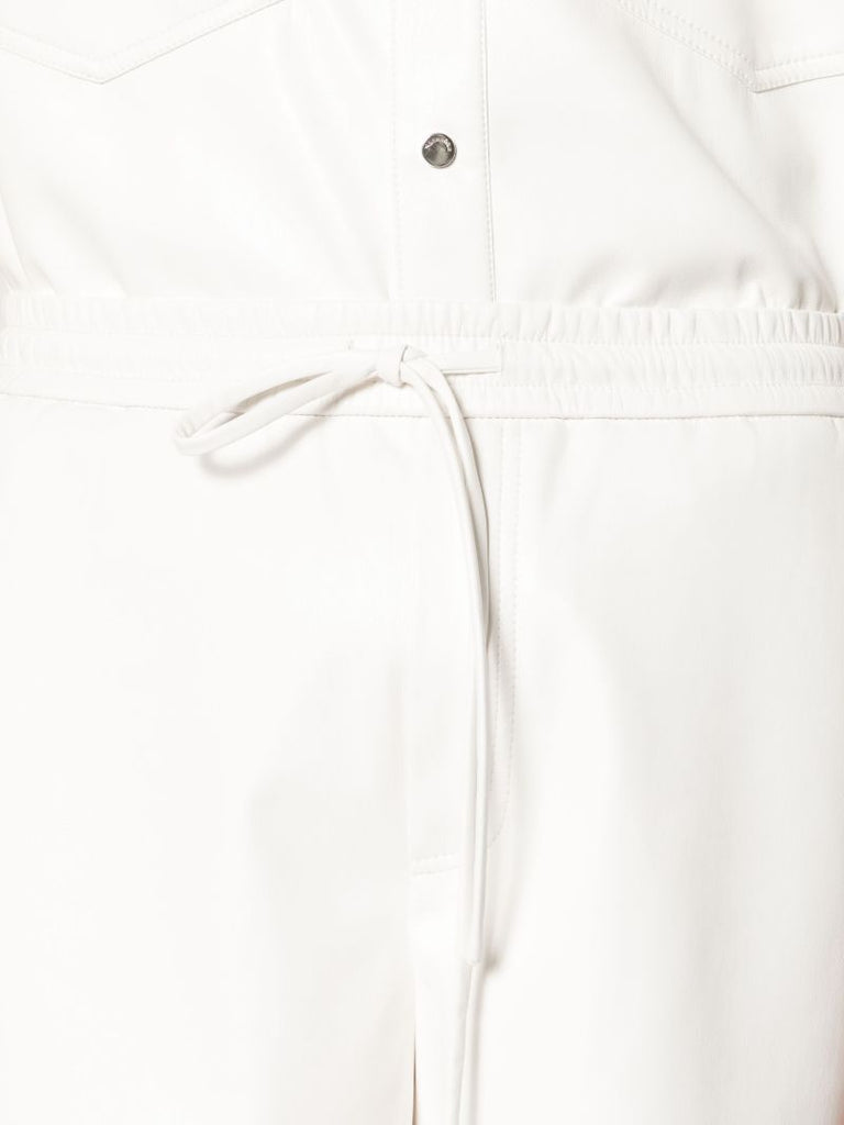 White Faux-leather Drawstring Shorts