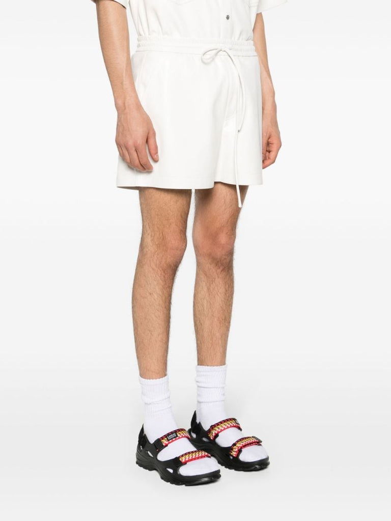 White Faux-leather Drawstring Shorts