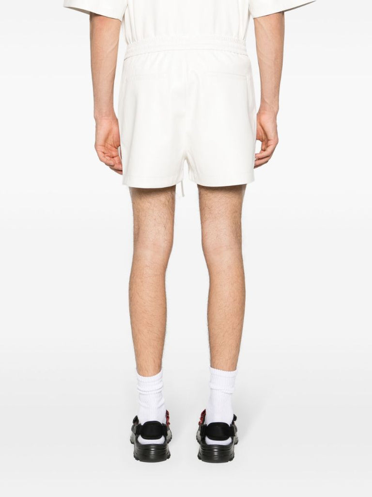 White Faux-leather Drawstring Shorts