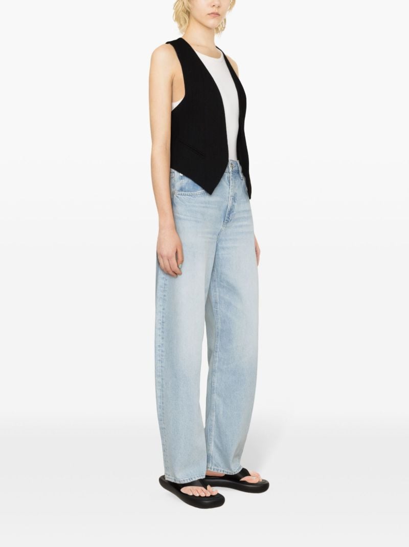 Blue Long Barrel Grind Hem Tapered Jeans