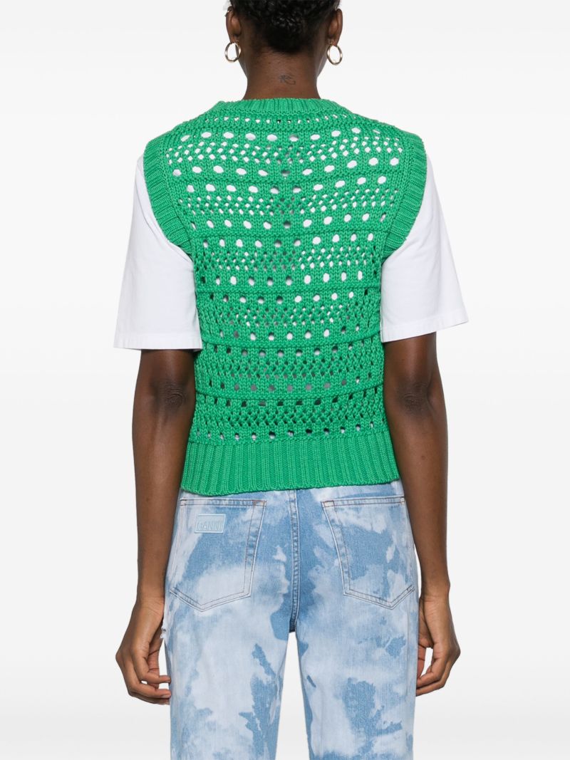 Green Logo Intarsia Open-knit Vest