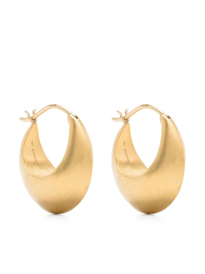 22k Yellow Gold Leech Hoop Earrings